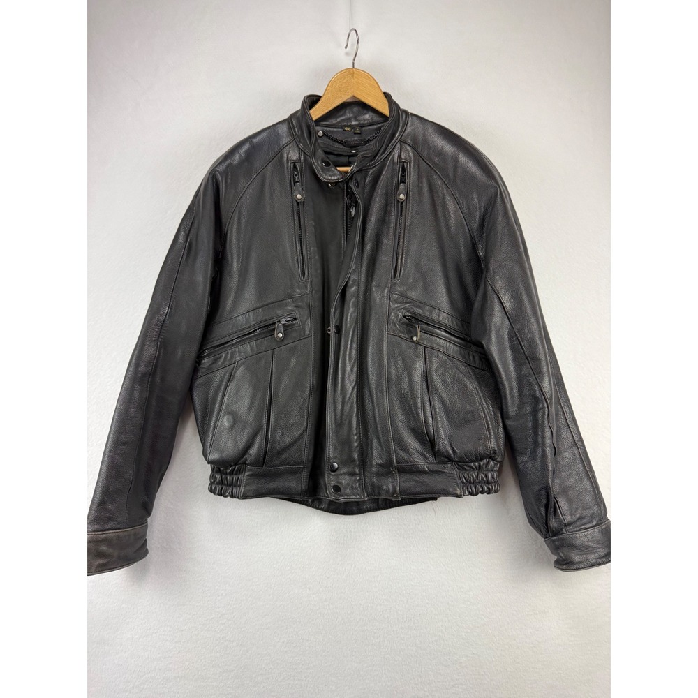 Vintage‎ Harley Davidson Leather Biker Jacket Men's 44 Made in Korea with Gloves